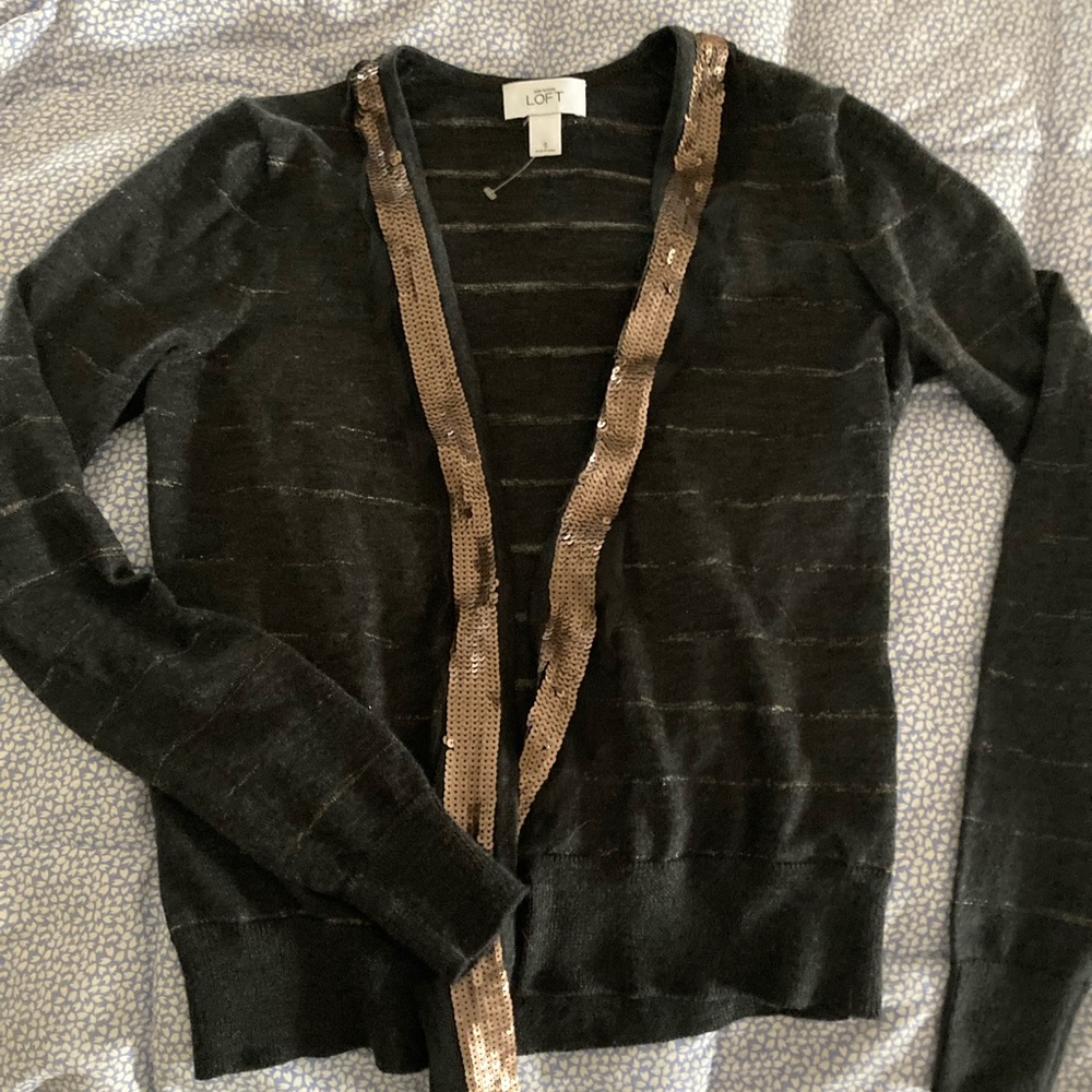 Loft Sz S metallic detailed open cardigan